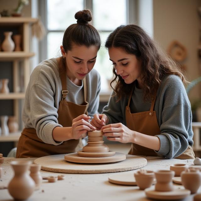 Collaborazione artistica nello studio ceramico